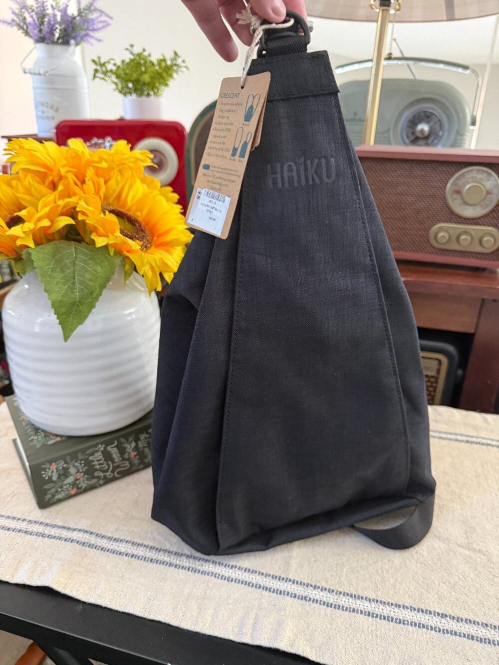 NWT Haiku Crescent Black Convertible Sling Backpack Shoulder Bag